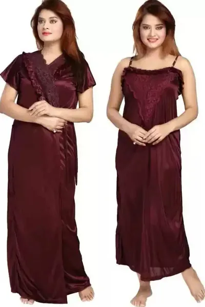 PHKMALL Pack of 2 Women Nighty with Robe