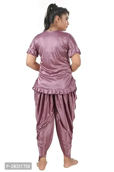 PHKMALL Women Top  Pyjama Set Pink Solid-thumb3