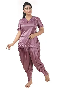 PHKMALL Women Top  Pyjama Set Pink Solid-thumb1