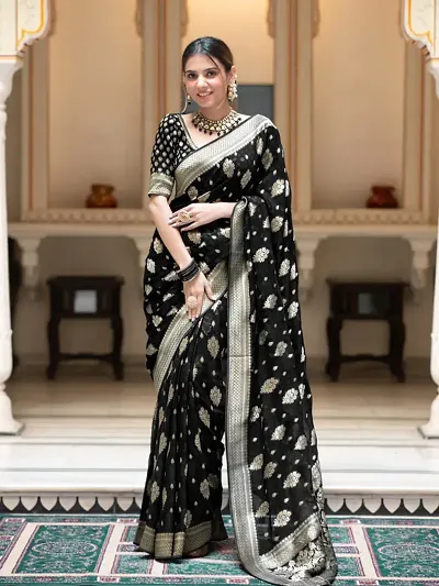 New In Silk Blend Saree with Blouse piece 