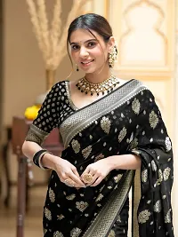 Beautiful Silk Blend Jacquard Saree with Blouse piece-thumb1