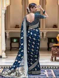 Beautiful Silk Blend Jacquard Saree with Blouse piece-thumb3