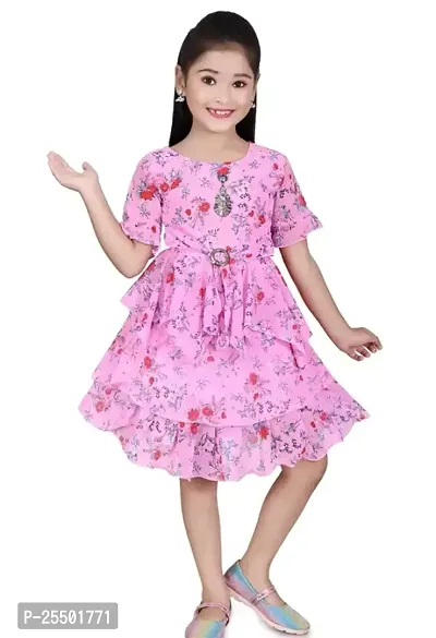 Stylish Fancy Designer Pink Cotton Frocks Dresses For Girls Pack Of 1-thumb0