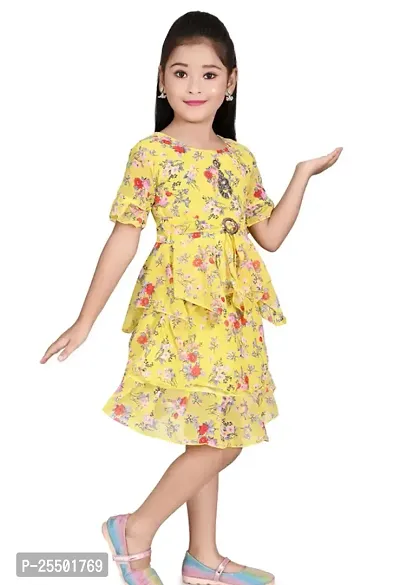Stylish Fancy Designer Yellow Cotton Frocks Dresses For Girls Pack Of 1-thumb2