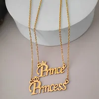 Sullery  Valentine Gift Prince And Princess Name Letter Gold  Stainless Steel Pendant Necklace Chain For Men And Women-thumb1