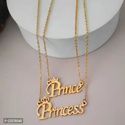 Sullery  Valentine Gift Prince And Princess Name Letter Gold  Stainless Steel Pendant Necklace Chain For Men And Women-thumb2