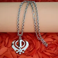 Sullery Sikh Sardar Punjabi Sikhism Religious Silver Stainless Steel  Pendant Necklace Chain For Men And Women-thumb2