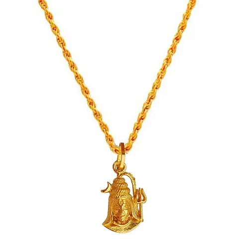 Sullery Religious Lord Shiva Mahadev Bholenath Pendant Chain Brass Pendant for Men Brass Necklace Chain for Men and Women