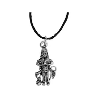 Sullery Religious Lord Anjani Putra Ram Bhakt Bajarangbali Hanuman Locket With Cotton Dori Silver Metal  Pendant Necklace Chain For Men And Women-thumb1