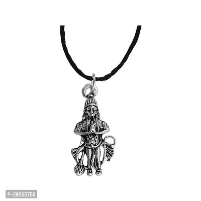 Sullery Religious Lord Anjani Putra Ram Bhakt Bajarangbali Hanuman Locket With Cotton Dori Silver Metal  Pendant Necklace Chain For Men And Women-thumb2