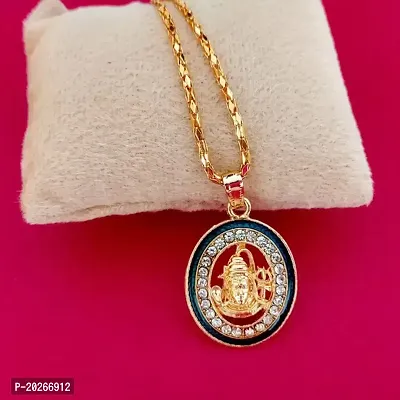 Sullery Religious Shiv Bholenath Mahadev Shankar Gold Brass  Pendant Necklace Chain For Men And Women