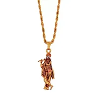 Sullery Lord Radha Krishna Religious Hindu God chain Pendant Goldnbsp; Brass  Pendant Necklace Chain For Men And Women-thumb1