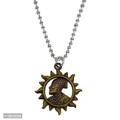 Sullery Chhatrapati Shivaji Maharaj Rajmudra Locket With Stainless Steel Chain Copper, Silver  Metal, Staniless Steel  Pendant Necklace Chain For Men And Women-thumb0