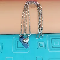Sullery Couple Romantic Be my Sweet Written Heart Dual Locket Chain Blue,Silver Zinc, Metal  Pendant Necklace Chain For Men And Women-thumb1
