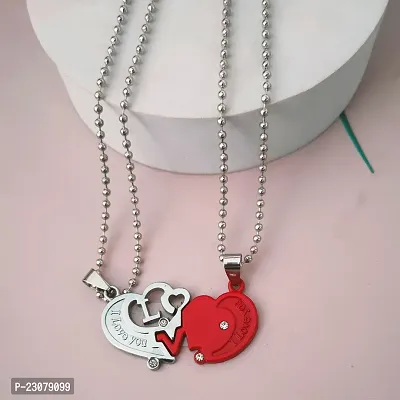 Sullery Valentine Gift His And Her Broken Heart I Love You Couple Locket With 2 Chain