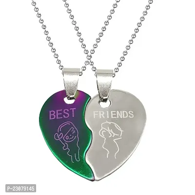Sullery Couple Broken Heart Best Friend Locket With 2 Chain His And Her