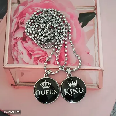 Sullery  Valentine Gift Couple Matching Jewelry King And Queen Locket-thumb0