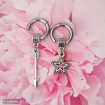 Sullery  Star Dangle Hoops With Arrowhead Huggie Ear