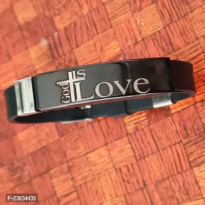 Sullery  Religious Jesus Cross God Is Love Engraved Wristband Bracelet