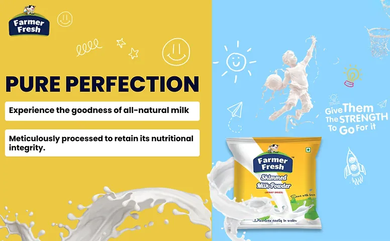 Farmer fresh all-natural skimmed milk powder perfect for tea  coffee for daily use - 100% pure cow milk non-fat dry milk - 500 gm