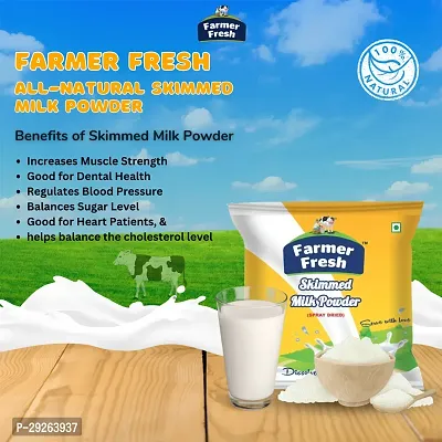 Farmer fresh all-natural skimmed milk powder perfect for tea  coffee for daily use - 100% pure cow milk non-fat dry milk - ( 500 - Gram )-thumb0