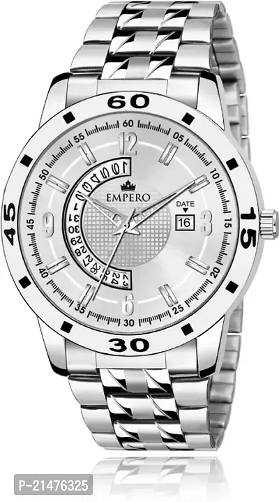 EMPERO-51 Silver Stainless Steel Date Analog Mens Watch