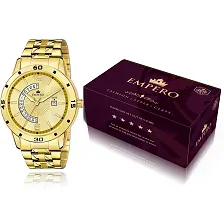 EMPERO-52 Gold Stainless Steel Date Adjustable Strap Lock Display Analog Mens Watch-thumb1