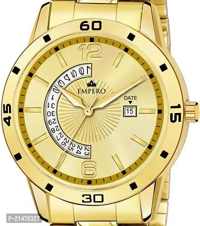 EMPERO-52 Gold Stainless Steel Date Adjustable Strap Lock Display Analog Mens Watch-thumb3