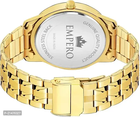 EMPERO-52 Gold Stainless Steel Date Adjustable Strap Lock Display Analog Mens Watch-thumb4