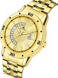 EMPERO-52 Gold Stainless Steel Date Adjustable Strap Lock Display Analog Mens Watch-thumb4