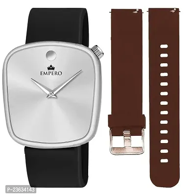 EMPERO  1 Square Watch With (22mm) 2 Silicone Smartwatch Strap Combo Analog Watch - For Men  Women-thumb0
