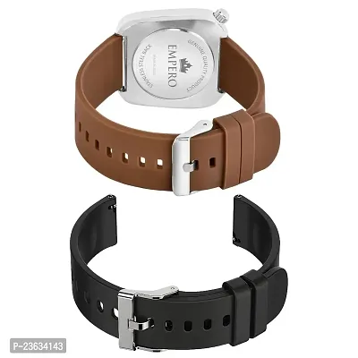EMPERO  1 Square Watch With (22mm) 2 Silicone Smartwatch Strap Combo Analog Watch - For Men  Women-thumb2