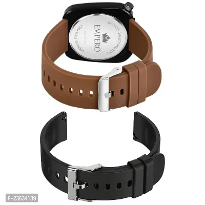 EMPERO  1 Square Watch With (22mm) 2 Silicone Smartwatch Strap Combo Analog Watch - For Men  Women-thumb3