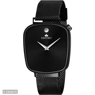EMPERO Square Black Stone Dial With Mesh Metal Black Magnet Lock Belt Analog Watch - For Mens
