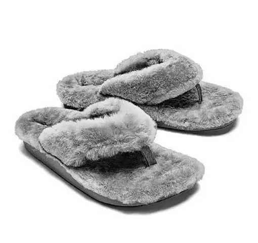 Elegant Fur Solid Slippers For Women