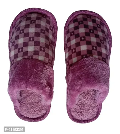 Elegant Purple Fur Solid Slippers For Women