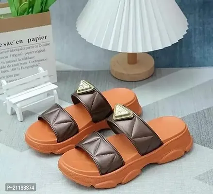 Elegant Brown EVA Solid Slippers For Women