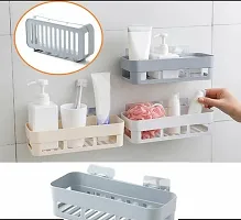 Multipurpose Plastic Kitchen Bathroom Shelf Wall Holder Triangle Shelf No Drill Self Adhesive Bathroom Triangle Shelve with Adhesive Magic Sticker (SHELVE 1)-thumb3