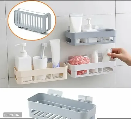 Multipurpose Plastic Kitchen Bathroom Shelf Wall Holder Triangle Shelf No Drill Self Adhesive Bathroom Triangle Shelve with Adhesive Magic Sticker (SHELVE 1)-thumb4