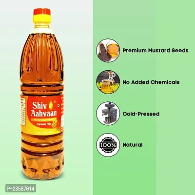 Shiv Aahvaan Pure Cold-Pressed Kachi Ghani Pure Mustard Oil 1L Bottle | Healthy Cooking Oil for Daily use with Goodness of Omega 3  6|Perfect blend of Taste  Aroma-thumb0