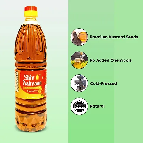 Shiv Aahvaan Pure Cold-Pressed Kachi Ghani Pure Mustard Oil 1L Bottle | Healthy Cooking Oil for Daily use with Goodness of Omega 3  6|Perfect blend of Taste  Aroma