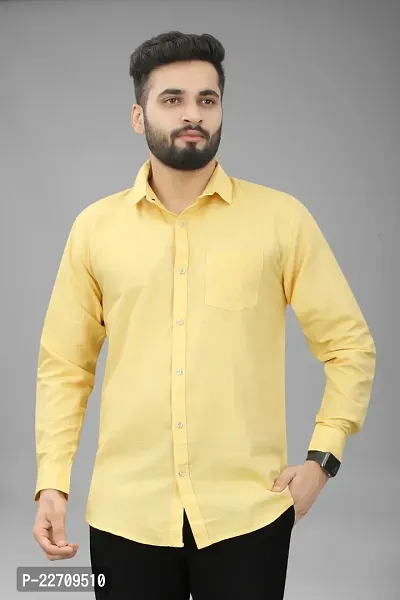 Mens Wear Pure Cotton Yellow Color Shirt-thumb2