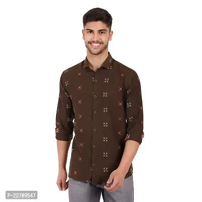 Mens Wear Pure Cotton Butta Printed Brown Color Shirt  Mens wearshirt printed shirt for daily-thumb0