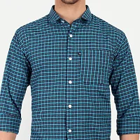 Mens Wear Pure Cotton Checks Printed Teal Color Shirt  Mens wearshirt printed shirt for daily-thumb4