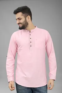 Mens Wear Pure Cotton Pink Color Short Kurta-thumb3