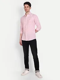 Mens Wear Pure Cotton Striped Printed Light Pink Color Shirt-thumb4