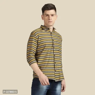 Mens Wear Pure Cotton Striped Printed Brown Color Shirt-thumb4