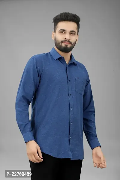 Mens Wear Pure Cotton Blue Color Shirt-thumb4