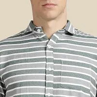 Mens Wear Pure Cotton Striped Printed Grey Color Shirt-thumb4