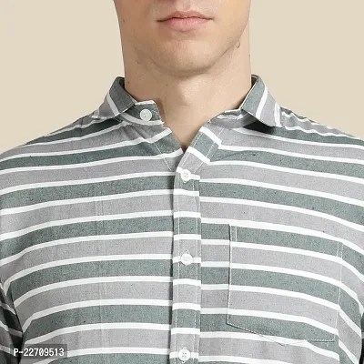 Mens Wear Pure Cotton Striped Printed Grey Color Shirt-thumb5